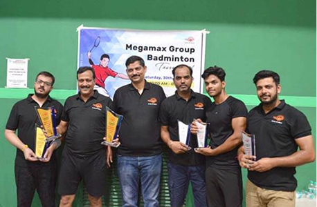 Team celebrating together at an office activity