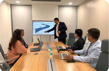 Team meeting in a conference room